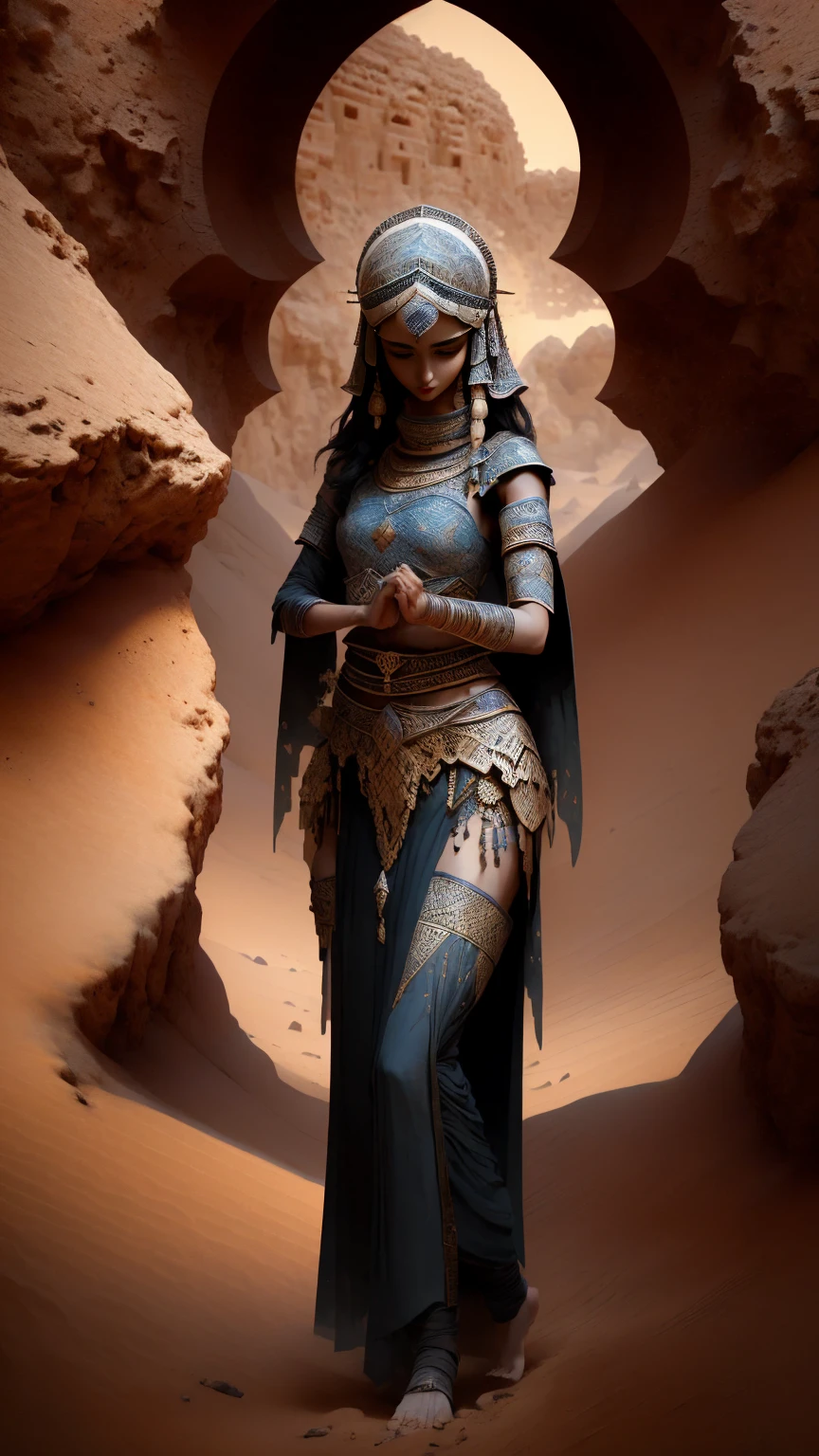 plano general, whole body, Bloom, monochrome, ink sketch,((1 desert princess, arabic clothing dynamic action pose:1.5)), fighting stance, looking at the viewer, desert background:1.2)HD,8k, (raw photo, Best Quality, Masterpiece, photorealistic, of the highest quality, Maximum image quality, high resolution, 8k, HD:1.2), vibrant,ethereal lighting,sharp focus,ultra detailed,((Extremely detailed 8k unified CG wallpaper)), surreal and dreamlike textures,magical and mysterious essence,unexplored and undiscovered wonders,sculptural and abstract elements,transcendent composition, visual effects, photorealistic, digital composition master class