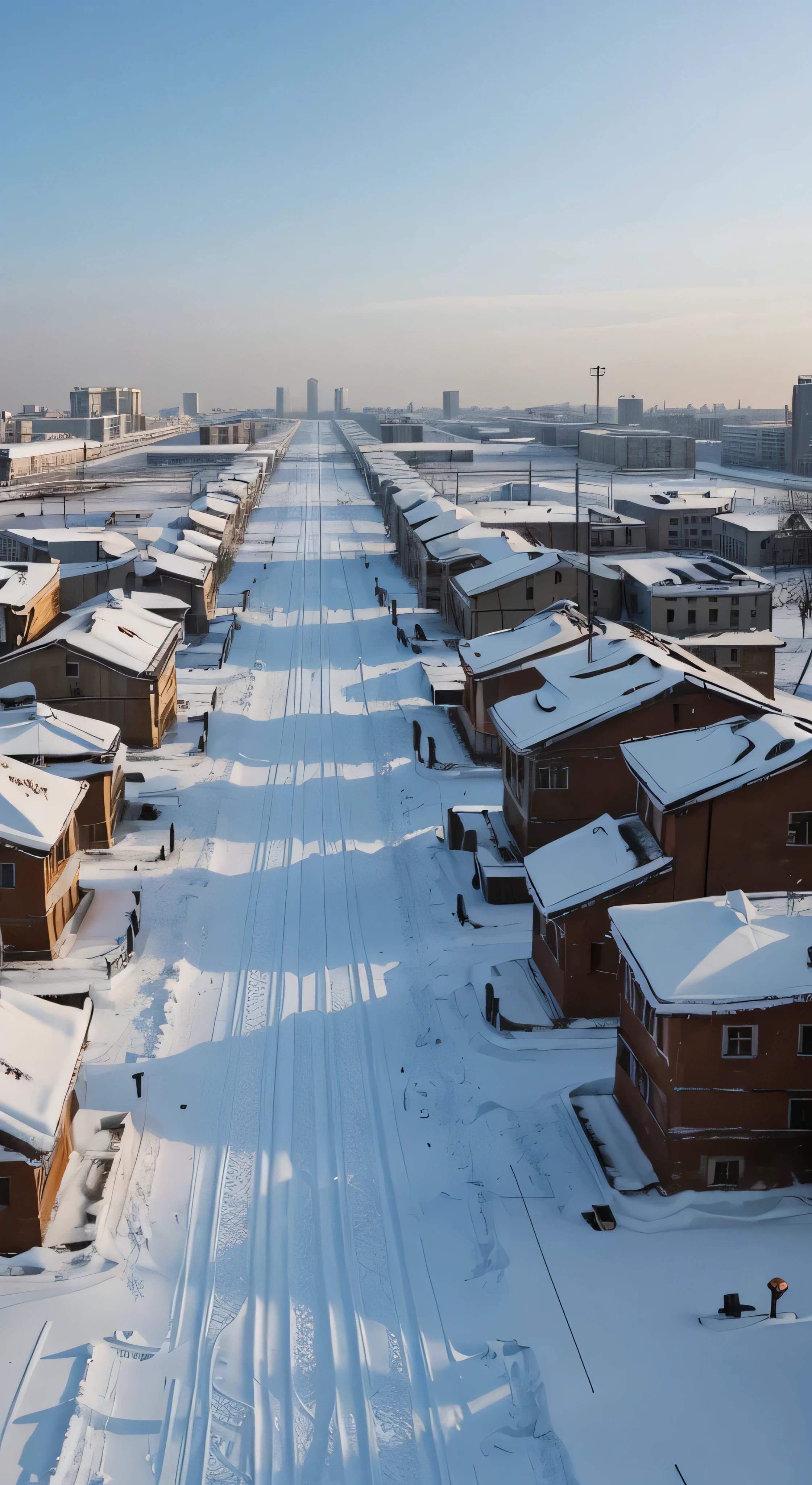 Stalingrad in Winter。There is no popularity in the town。It&#39;s as if they&#39;re talking about the cold from a single worldview.、It is softly lit。The sky is pale and clear、It&#39;s unimaginable on a land of cold colors.、It&#39;s a sharp contrast。Spring is far away