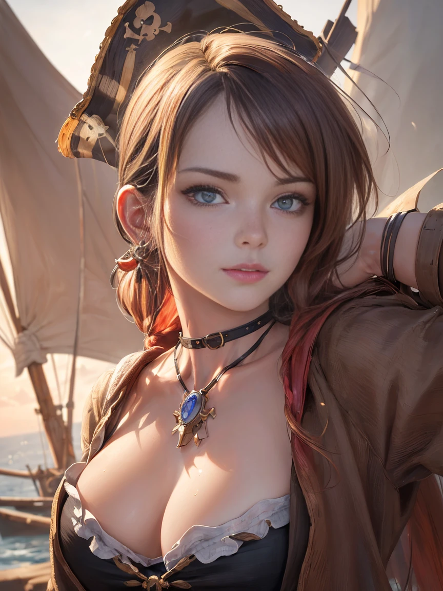 (masterpiece, 最high quality:1.4), (pirate ship), (From the back:1), (One girl), (alone), (head to waist photo) , Robin from One Piece, hyperRealistic, Skin with attention to detail, Digital SLR, Soft lighting, high quality, Highly detailed face, Highly detailed eyes, Highly detailed skin, Skin pores, Scattered beneath the surface, Apply blush all over the face, Highly detailed face, Highly detailed eyes, Beautiful Face, Fuller lips, Detailed Background, Depth of written boundary, Volumetric lighting, Sharp focus, Realistic proportions, Excellent anatomy, (Realistic, hyperRealistic:1.4), 16k hdr, Dawn