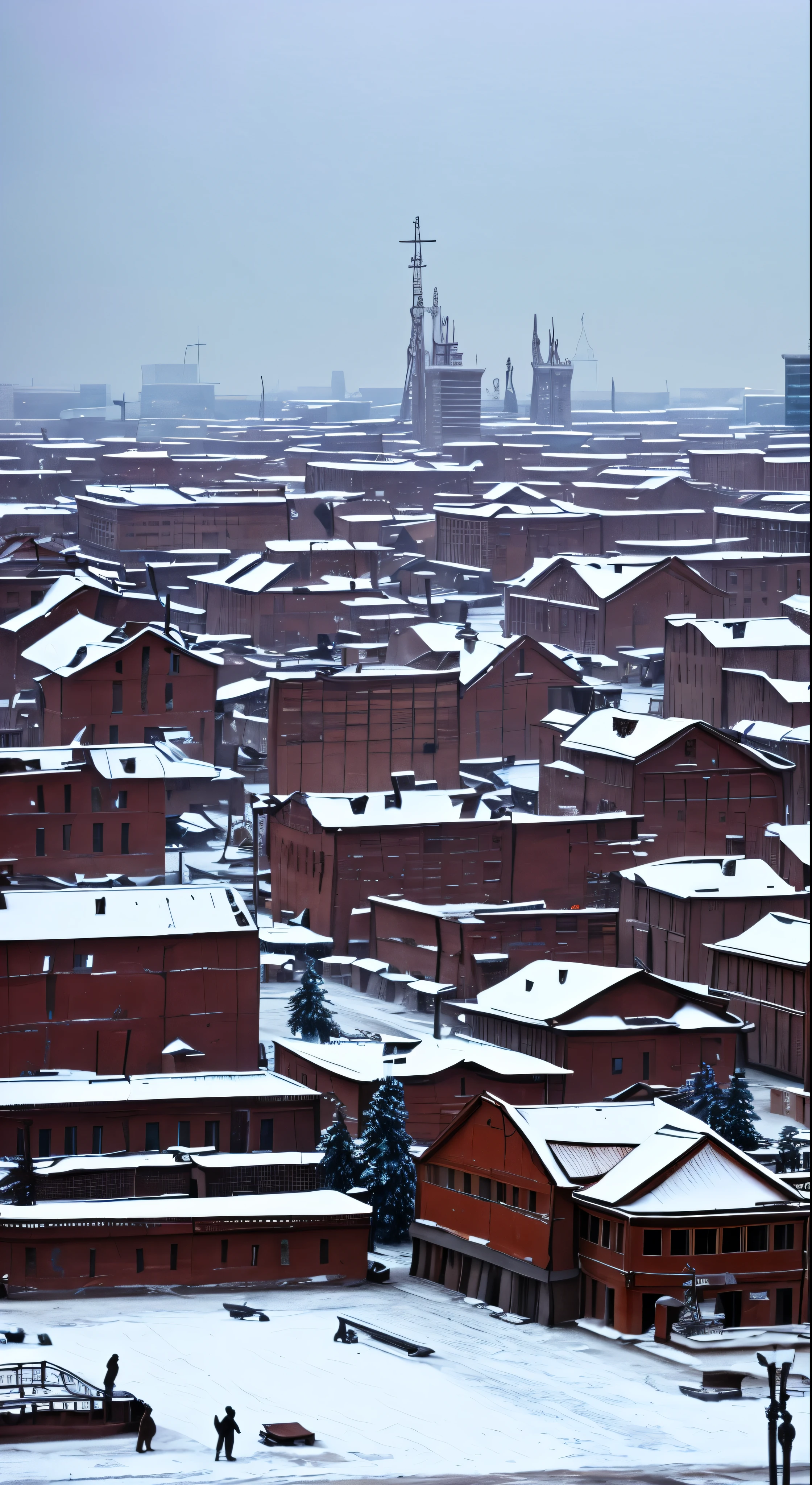 Stalingrad in Winter。There is no popularity in the town。It&#39;s as if they&#39;re talking about the cold from a single worldview.、It is softly lit。The sky is pale and clear、It&#39;s unimaginable on a land of cold colors.、It&#39;s a sharp contrast。Spring is far away