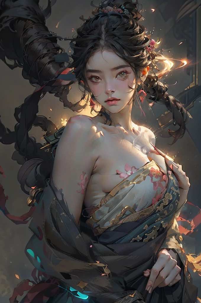 (Ukiyo-e:1.9)、woodblock print、woodblock print、otherscape、SF、Space Opera、(Beautiful woman fighting a barbarian:1.5)、Purple clouds gather、Detailed face、Beautiful Eyes、Elegant garments、Intricate floral pattern、Delicate skin、Natural light、A calming color palette、Soft Focuasterpiece、skimpy leather costume、spaceship、alien、night、mynatalee woman