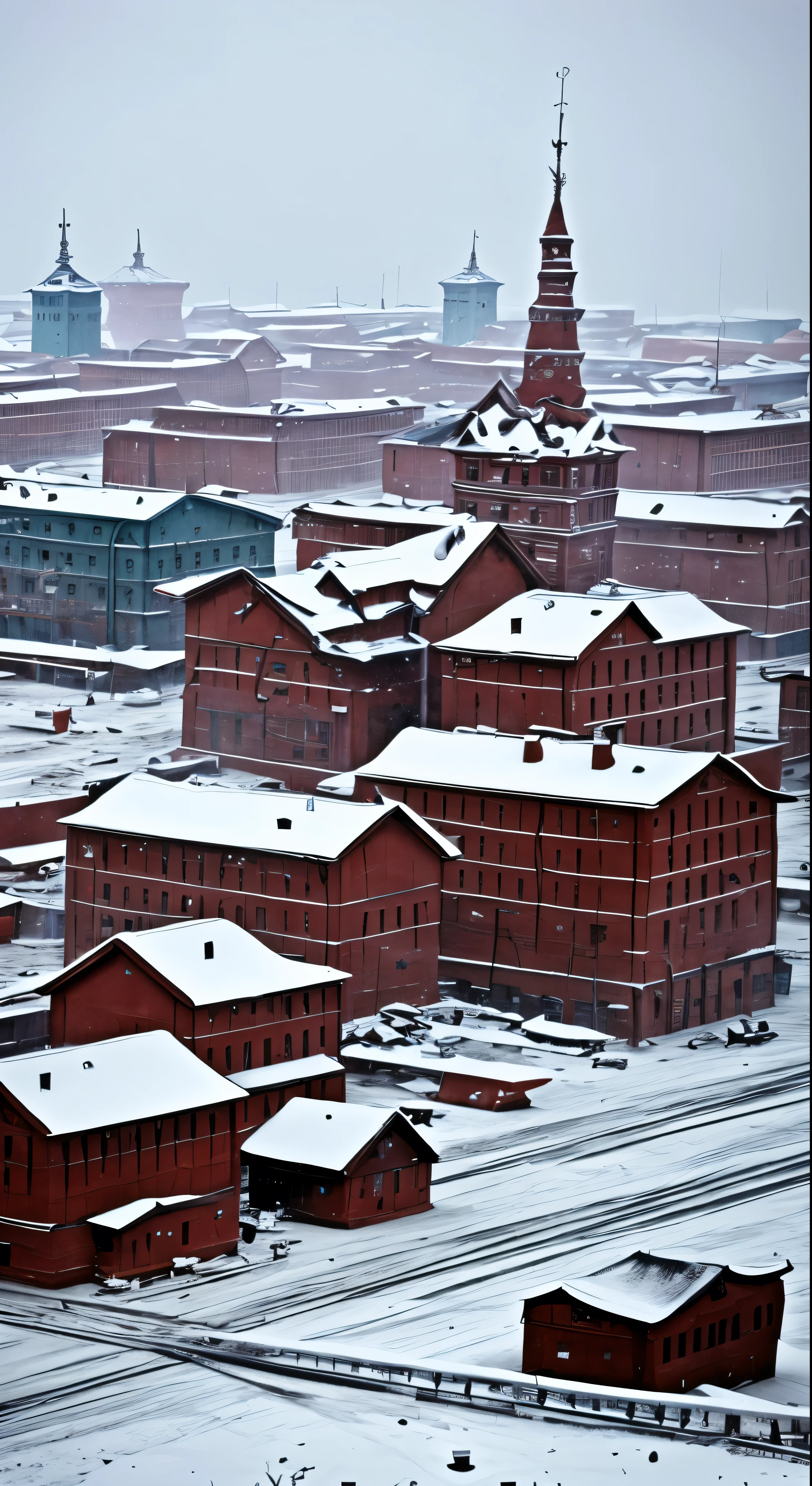 Stalingrad in Winter。There is no popularity in the town。It&#39;s as if they&#39;re talking about the cold from a single worldview.、It is softly lit。The sky is pale and clear、It&#39;s unimaginable on a land of cold colors.、It&#39;s a sharp contrast。Spring is far away