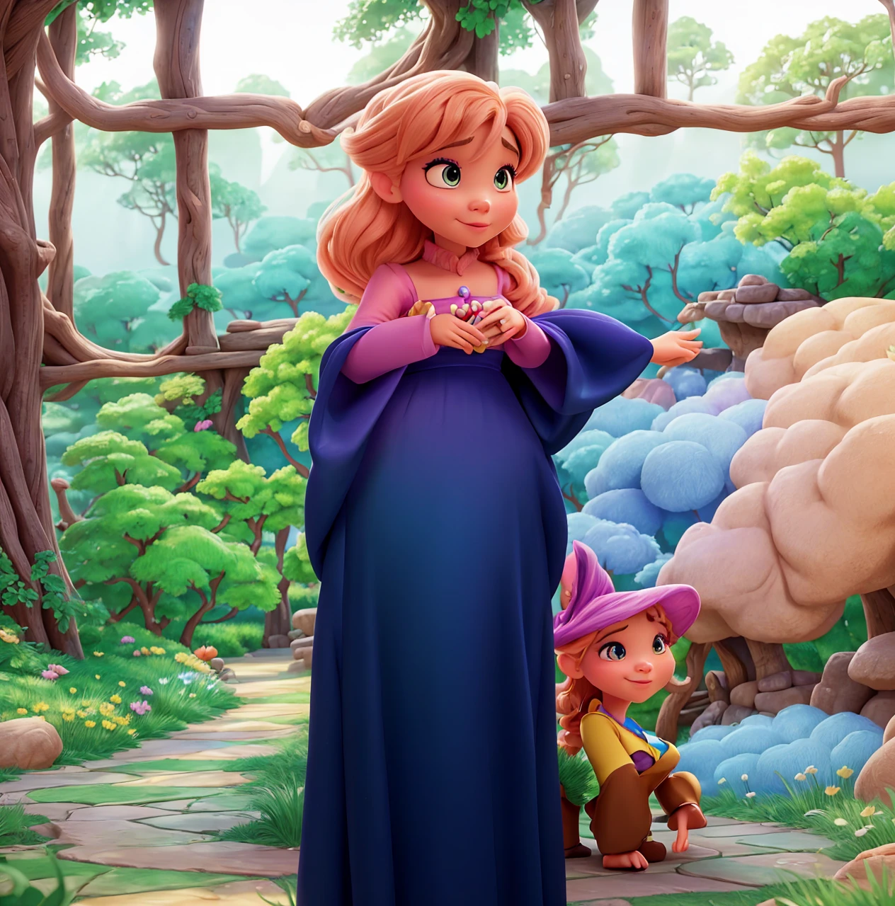 Turn this photo into a Disney-style cartoon, highlighting features such as vibrant colors, soft features and captivating facial expressions. Keep the essence of the person in the photo, enhancing your personality with a touch of magic and fantasy typical of Disney films. Ensure the end result is enchanting and capable of capturing the imagination, as if it were a scene from a Disney animated classic."