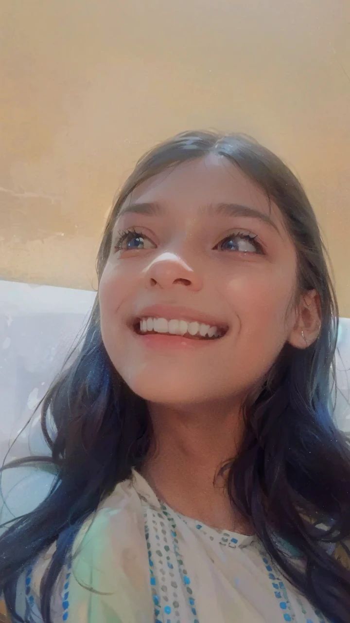 (in 8K、top-quality、masterpiece:1.2)、One woman、(Smiling smile:1.1)、beautidful eyes、Valley、The upper part of the body、length hair、Like a boy、Longhaire、Gold View、