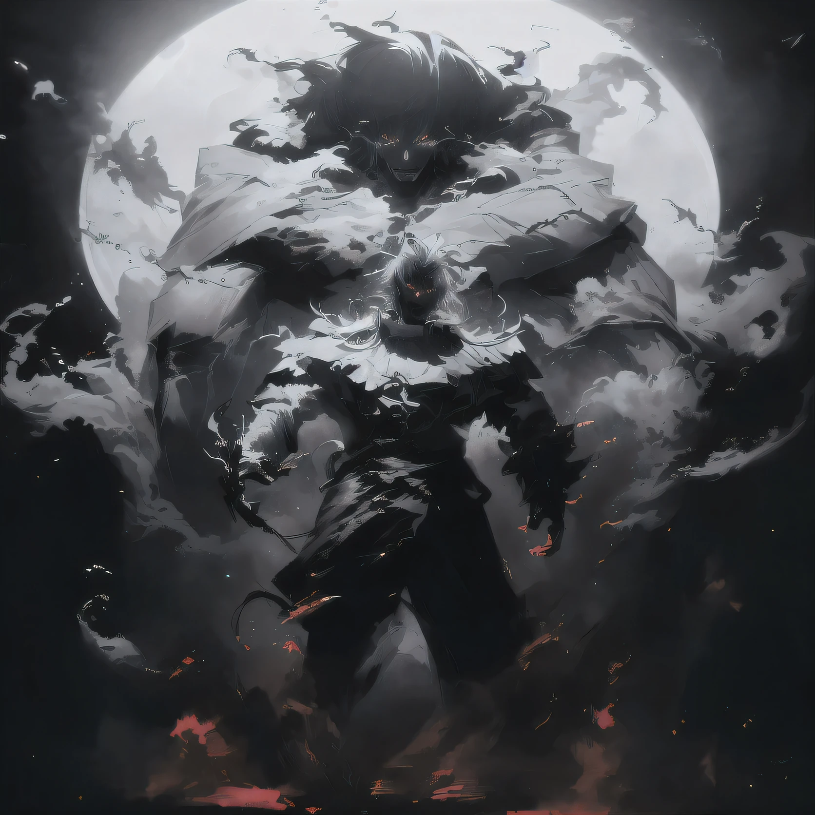 Close-up shot of a demonic face man on a black background, Bad guy anime 8k, Anime epic artwork, 4k comics wallpaper, 4k anime wallpaper, 4K Fine Digital Art, 4k highly detailed digital art, symmetry!! Portrait of a demon, Anime Wallpaper 4K, Anime Wallpaper 4K, majestic, Anime Art Wallpaper 4K(Detail fingers)