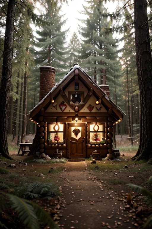 Description: Hansel and Gretel discovering the gingerbread cabin in the heart of the forest. The cabin looks lovely, with bright candies decorating it.
Environment: Charming but disturbing, with an air of unreality that suggests hidden danger and evil