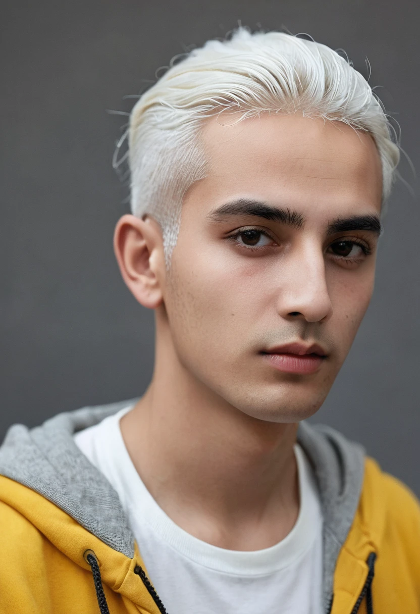 Al Haitham, Young male, young people, White hair, Clean-shaven face, masterpiece, best quality, Focus only, (stingy:1.04), author:lee jeffries Nikon d850 film stock photos 4 Kodak portra 400 camera f1.6 lenses,colorful,Ultra-realistic,Lifelike textures,Dramatic lighting,Unreal Engine is popular on art sites,cinestill 800