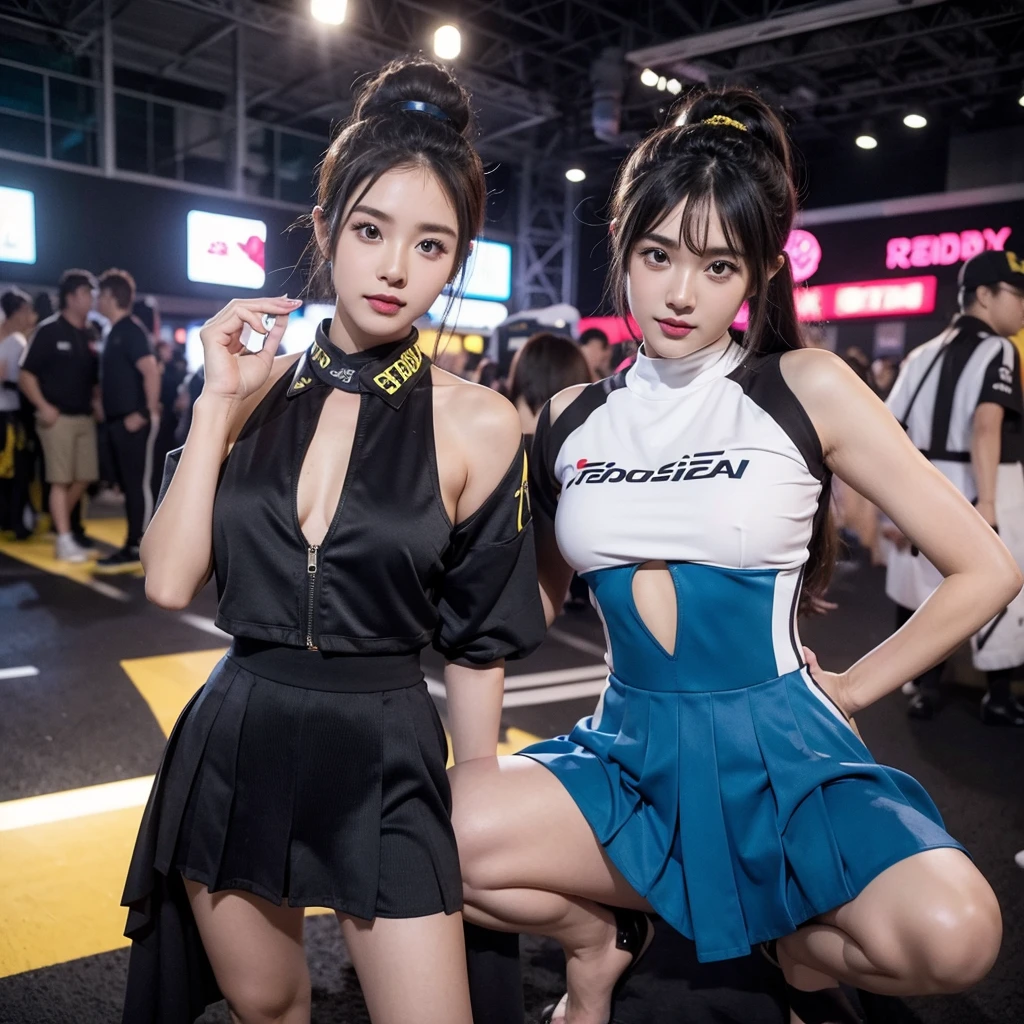 Cool woman、Colorful costumes、F1 Driver Cosplay、Colorful costumes、Clothing with company logo、Grid Girlsのカラフルで派手な衣装、Grid Girls、Perfect Face、Paddock Girls、Harem、motor Show、tights、Bodycon Costumes、Grid Girls、Russia、Grid Girlsのコスプレ、belly button、Pleated skirt、Bodycon Costumes、Photographed in a sexy pose