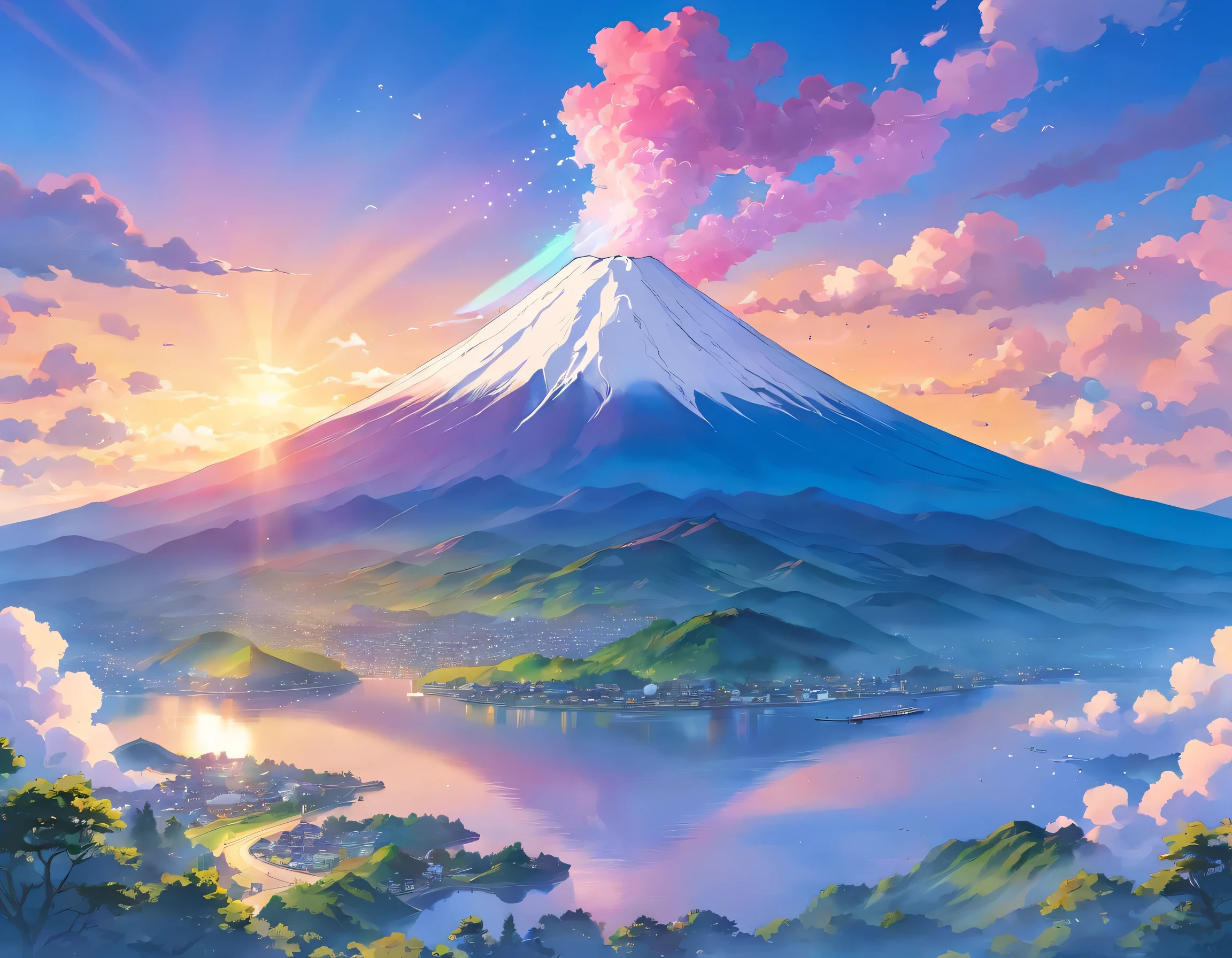 Illustration of Japanese lucky charm Mt. Fuji
"The ""Fuji"" is a rainbow-colored design with gradation."
Very gorgeous
"Mt. Fuji" is,
A gorgeous design that brings happiness to the viewer
Pretty cool
chic and modern design
White background
4k
