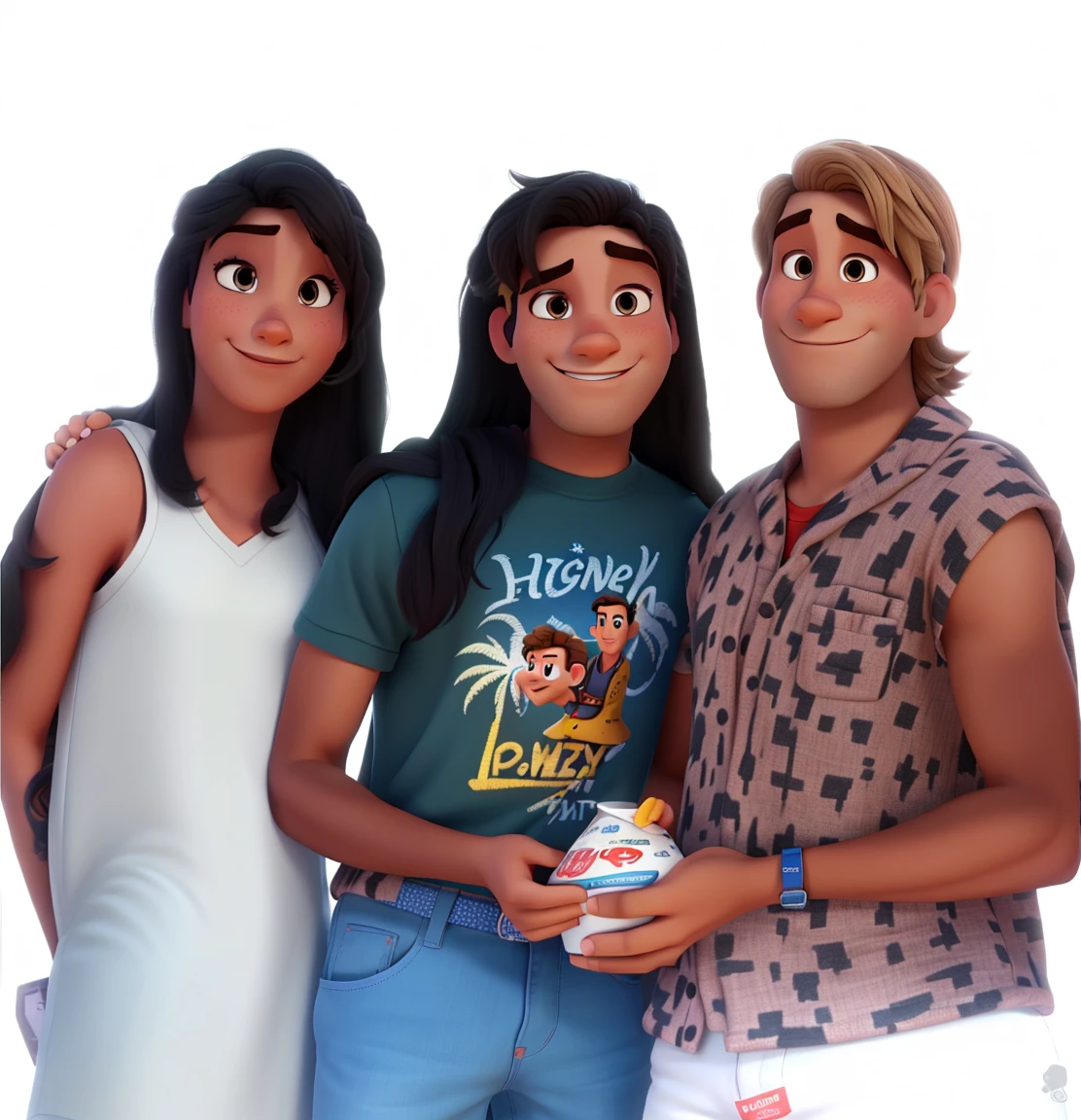 A man, A man and a woman in Disney Pixar style, high quality, Best Quality