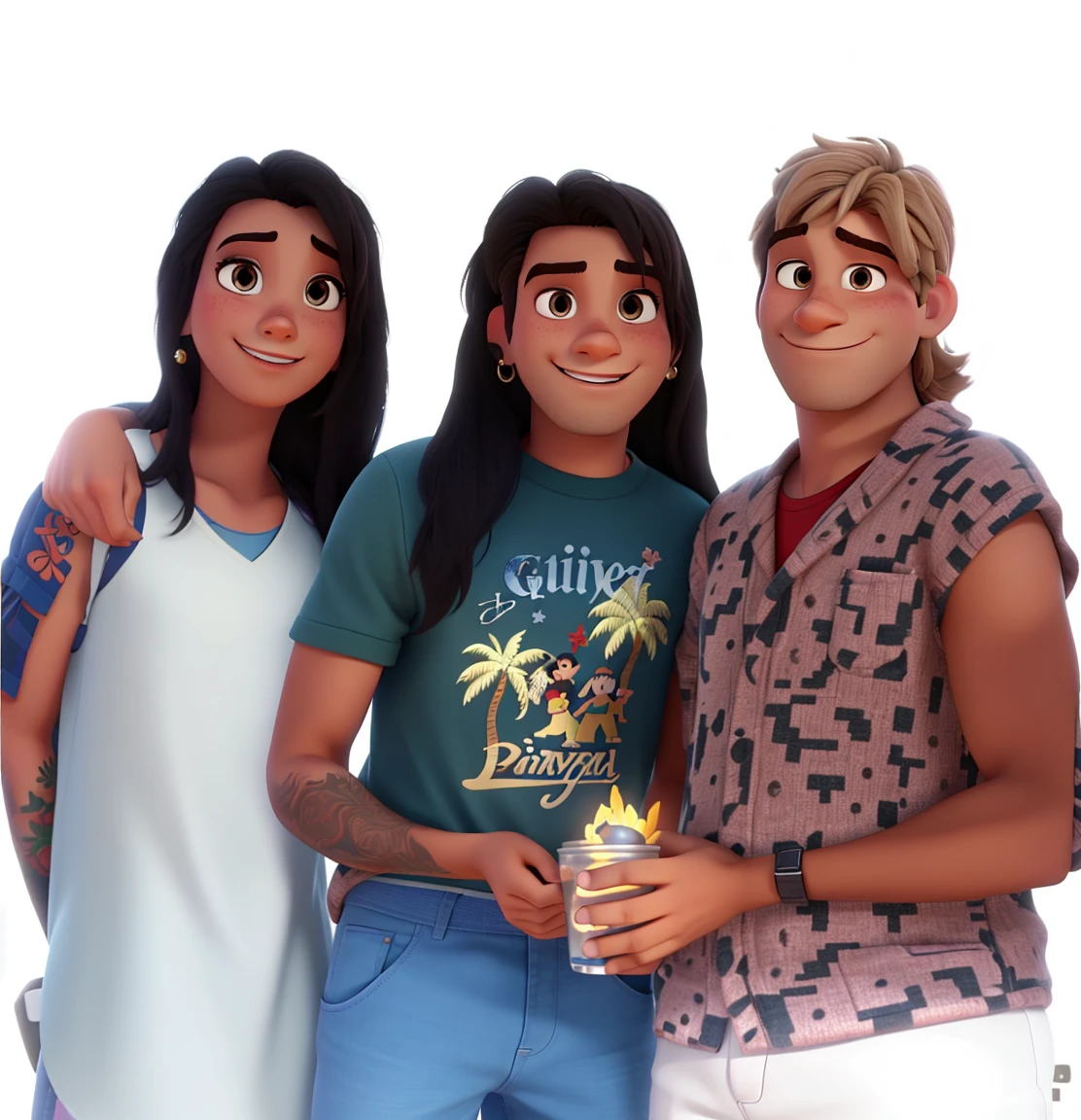A man, A man and a woman in Disney Pixar style, high quality, Best Quality