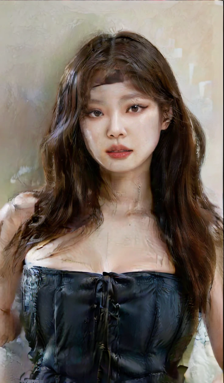 a closeup of a woman in a black corset posing for a photo, Kim Jennie korean woman, korean girl, face Kim jennie , beautiful young korean woman, korean woman, sexy look at the camera, 🤤 girl portrait, japanese goddess, Sakimichan, beautiful chinese model, Yoshitomo Nara, sexy face with full makeup