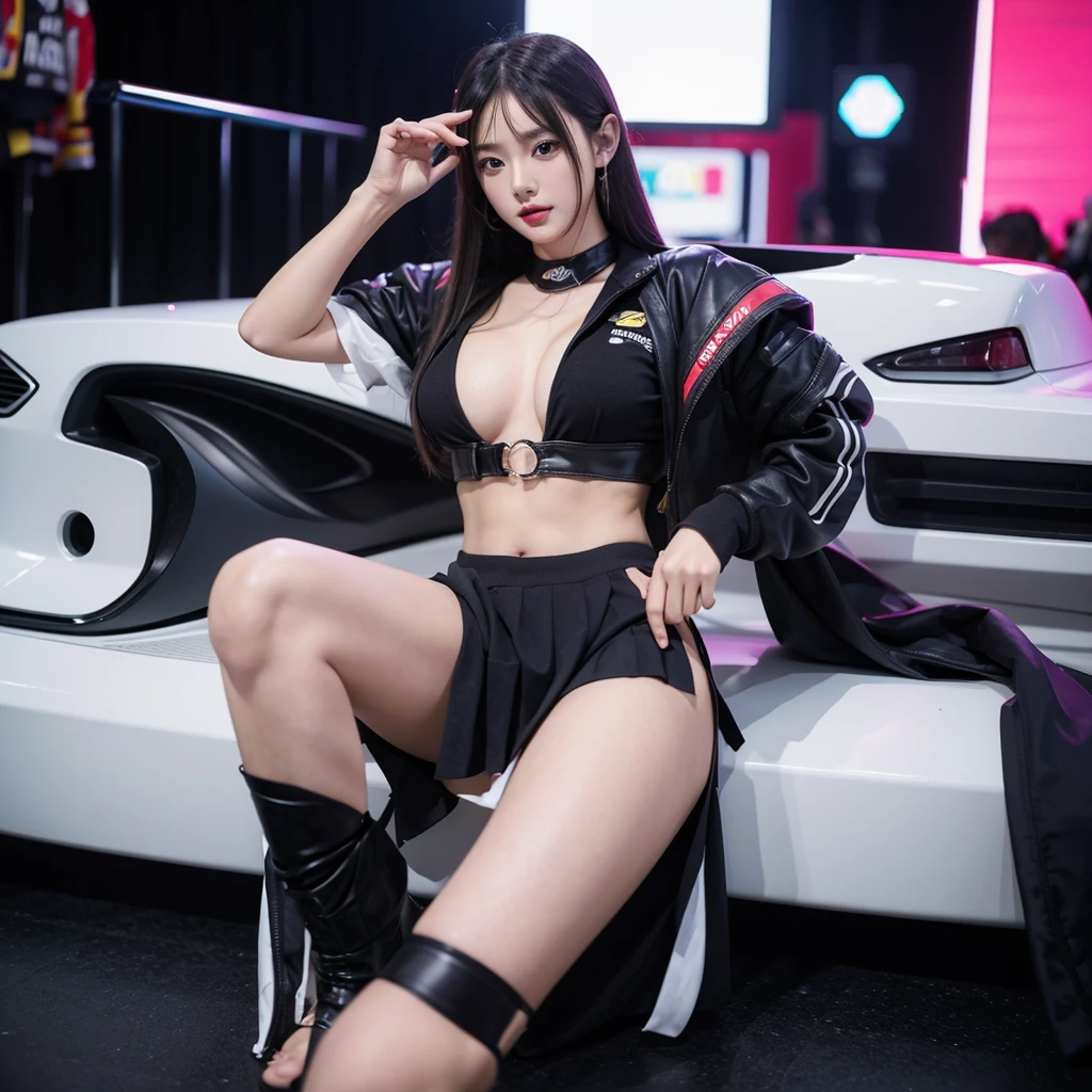 Cool woman、Colorful costumes、F1 Driver Cosplay、Colorful costumes、Clothing with company logo、Grid Girlsのカラフルで派手な衣装、Grid Girls、Perfect Face、Paddock Girls、Harem、motor Show、tights、Bodycon Costumes、Grid Girls、Russia、Grid Girlsのコスプレ、belly button、Pleated skirt、Bodycon Costumes、Photographed in a sexy pose