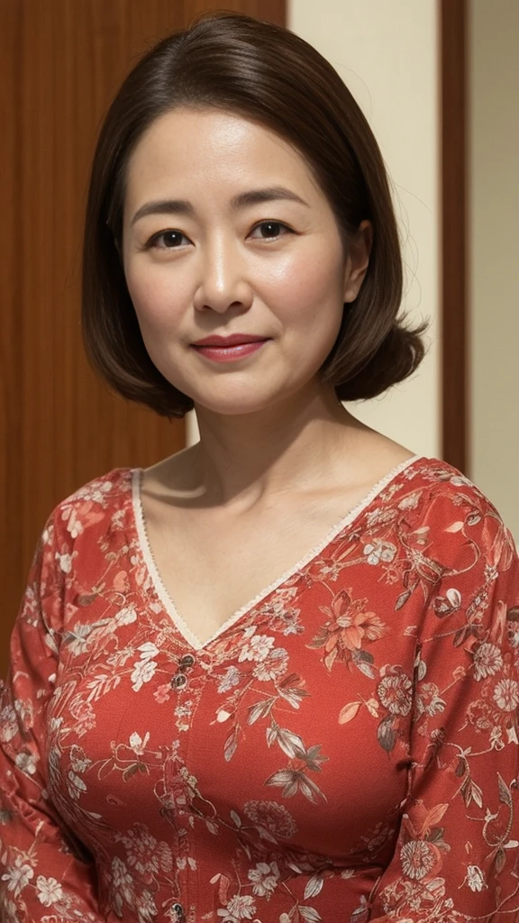 Picture Frame, Kawase Hasui, Face close-up, Japanese painting, senior citizen, Draw lips correctly, Red lipstick, No discomfort, 16K, Highest quality, Very detailed, Realistic, Very detailed肌, (Japanese), (alone), 100 years old, Large Breasts, Mature female politician, Glamour, sexy, Chromo White Skin, Staring straight ahead,
