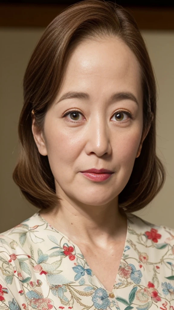 Picture Frame, Kawase Hasui, Face close-up, Japanese painting, senior citizen, Draw lips correctly, Red lipstick, No discomfort, 16K, Highest quality, Very detailed, Realistic, Very detailed肌, (Japanese), (alone), 100 years old, Large Breasts, Mature female politician, Glamour, sexy, Chromo White Skin, Staring straight ahead,