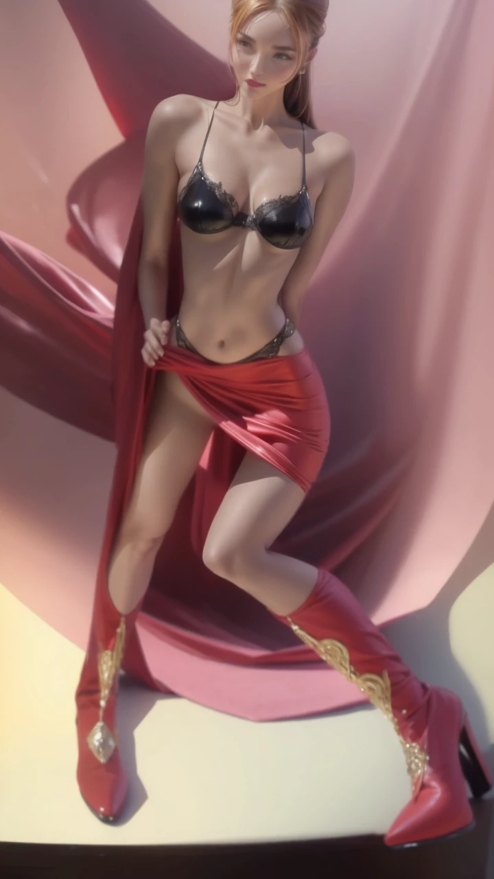 a gorgeous woman with sakimichan style body, very detailed high heels, long beautiful legs, flawless skin, beautiful detailed eyes, beautiful detailed lips, extremely detailed face, longeyelashes, graceful pose, high contrast lighting, (best quality,4k,8k,highres,masterpiece:1.2),ultra-detailed,(realistic,photorealistic,photo-realistic:1.37),HDR,studio lighting,professional,vivid colors,bokeh