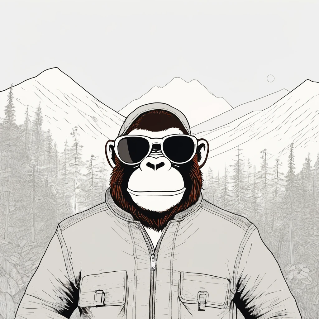 gorilla-like , sweet,art by Sophie Roach , art by Jon Klassen , art by Michael Cho , art by Sophie Roach、sunglasses,campimg,smoking,mountain climbing