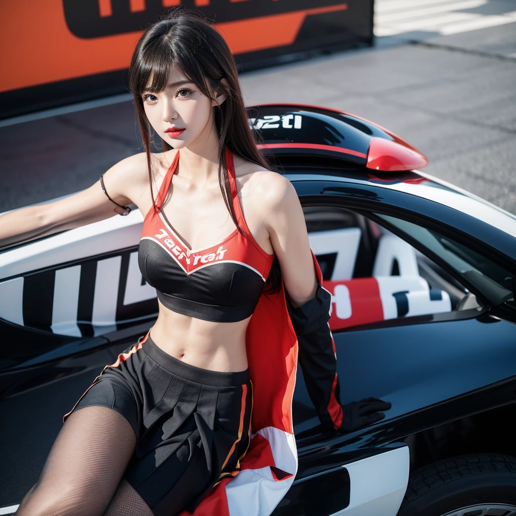 Cool woman、Colorful costumes、F1 Driver Cosplay、Colorful costumes、Clothing with company logo、Grid Girlsのカラフルで派手な衣装、Grid Girls、Perfect Face、Paddock Girls、Harem、motor Show、tights、Bodycon Costumes、Grid Girls、Russia、Grid Girlsのコスプレ、belly button、Pleated skirt、Bodycon Costumes、Photographed in a sexy pose
