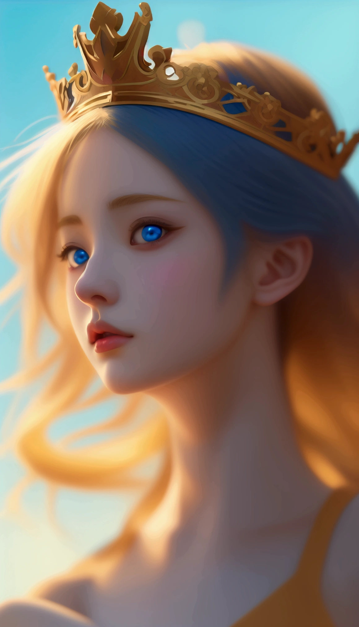 Anime girl with blue eyes and a crown on her head, artwork in the style of Gwaiz, art gelm. Anime illustration, Detailed digital anime art, Gwaiz, 8k high quality detailed art, Beautiful Fantasy Empress, Alphonse Mucha and Rosdrose, Anime fantasy illustration, Alice x. open, extremely detailed art gelm, Fantasy art style