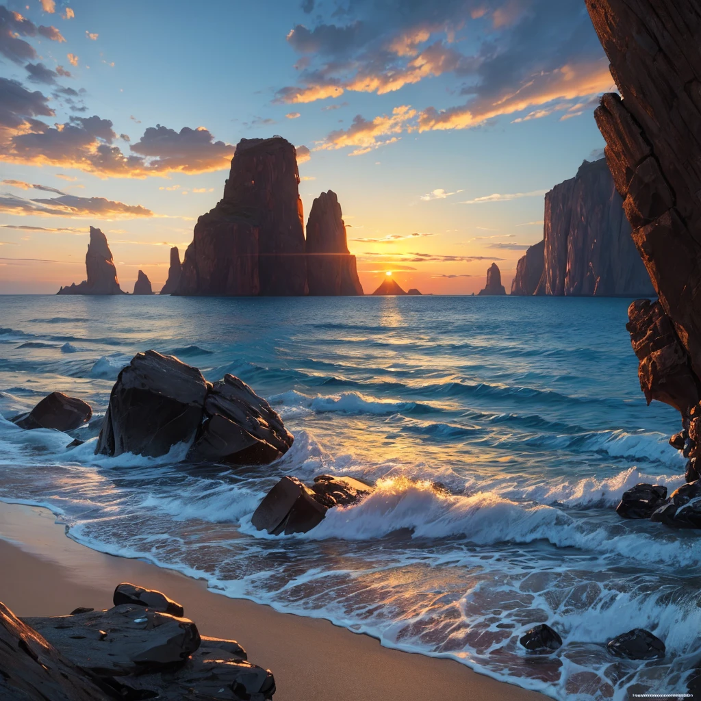 (masterpiece, best quality:1.2), ultra detailed, cinematic lighting, HDR, ilustration, landsape, sunrise, beach, impressive, chill, inspirational,
No people needed