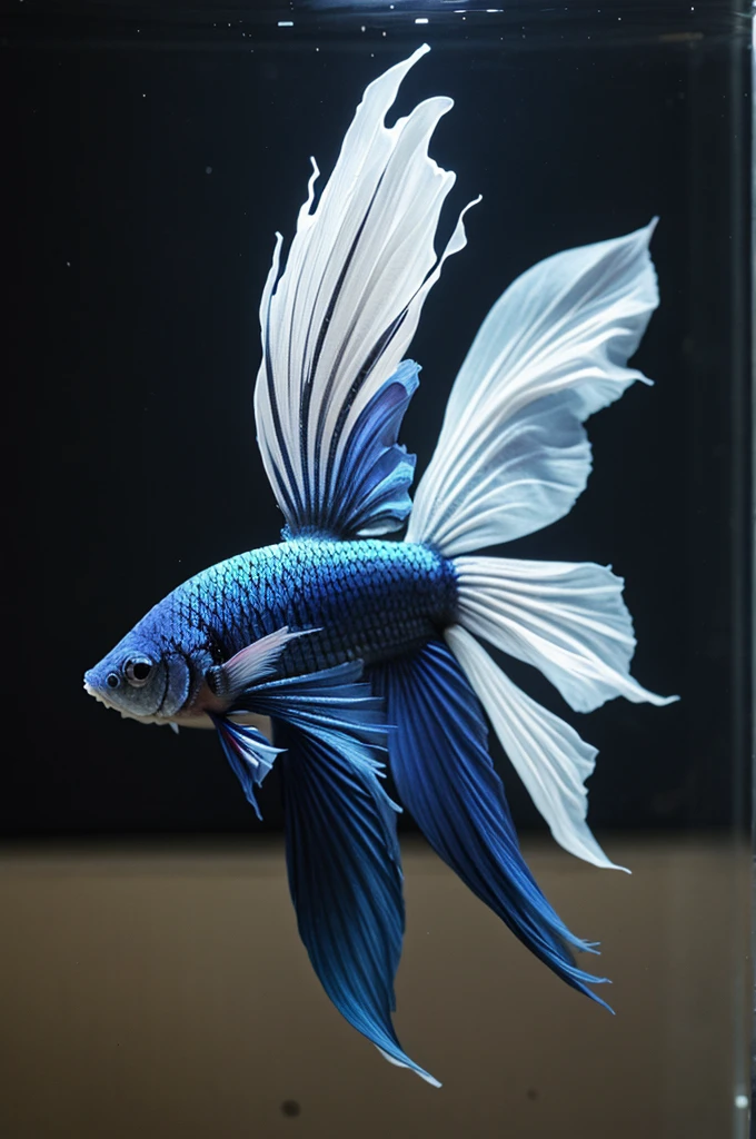 Betta fish black with white