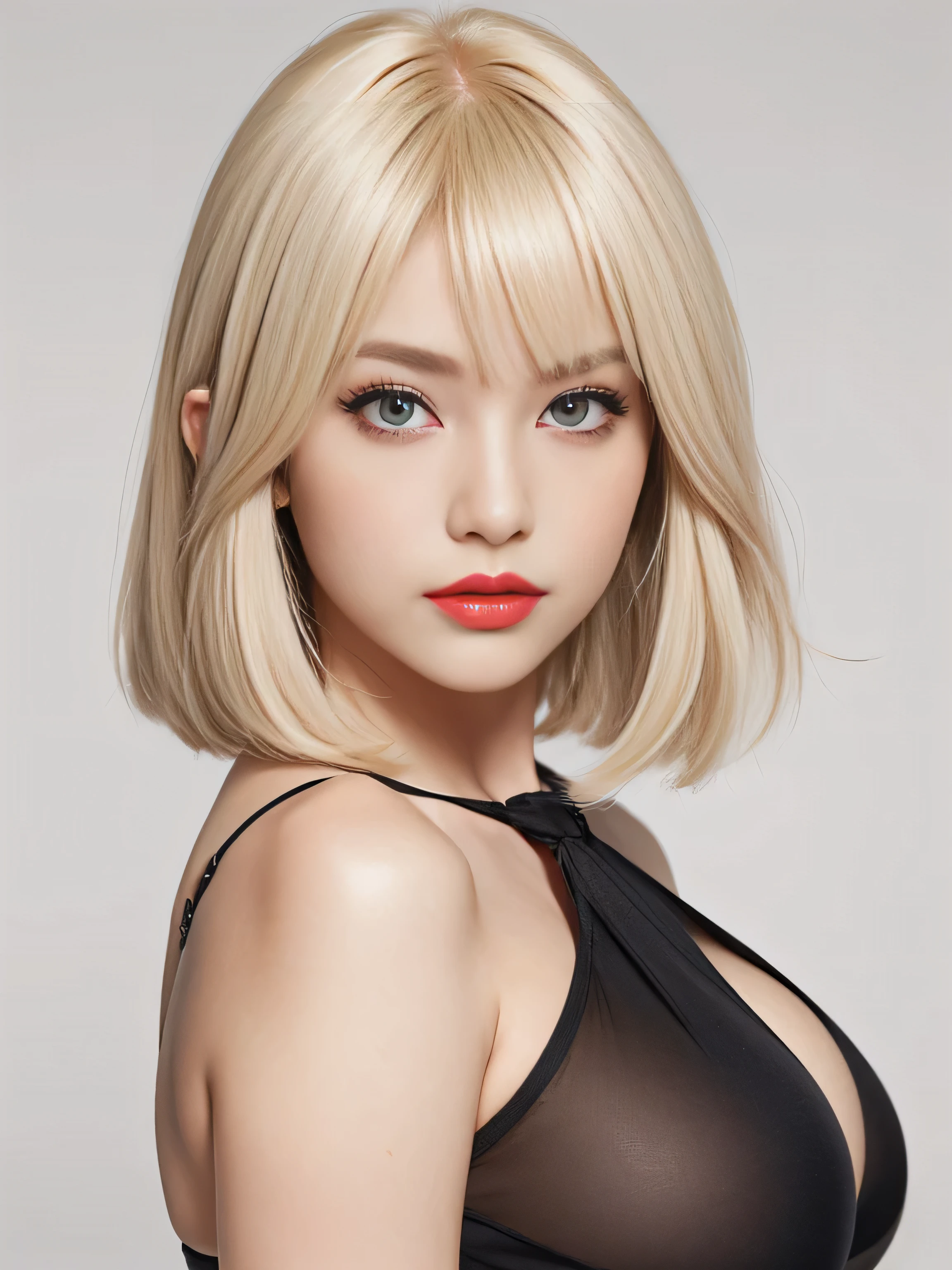 (((Her hair color is the perfect blonde.:1.8!!))) (((Her hair color is the perfect blonde.:1.8!!))) (((Her hair color is the perfect blonde.:1.8!!))) (((Her hair color is the perfect blonde.:1.8!!))) (((Her hair color is the perfect blonde.:1.8!!))) (((Her hair color is the perfect blonde.:1.8!!))) (((Her hair color is the perfect blonde.:1.8!!))) (((Her hair color is the perfect blonde.:1.8!!))) 1 female (Photographed from the chest up) (She turns to the viewer、She has a very sexy face!!!!!) (((Her hair color is the perfect blonde.:1.8!!))) ((Her hair is very straight!!!)) (Her bangs are neatly trimmed そして straight down.:1.4) ((Large Breasts:1.6)) ((Highest quality)) ((masterpiece)) (family friendly) (Get used to it) (White wall background!!!!!) (She is France's most sensual 24-year-old face cosmetics model..) (((Her hair is cut in a very straight bob that reaches almost to her shoulders.....!!!.))) (Highest quality&Highly detailed black hair her hair is beautiful, There is a volume and、、、、、、Very shiny.、Very beautiful silky hair Beautiful silky hair Shiny Hair Her hair is very straight) (Get a sensual make-up treatment from a professional make-up artist.... Exquisite texture:1.4 Bright red lipstick!!! Beautiful black eyeliner) Perfect Woman'face (Her face is dignified そして sexy) ((Her eyebrows are very thin:1.8)) Perfect Woman'face (Her face shape is thinner than average:1.8) (Her eyes are larger than average:1.8 Her nose is higher than average:1.8) (Her body is more attractive than the average French woman...:1.5 Her skin is a typical Caucasian complexion... Her skin is very high quality and ultra high definition.、very beautiful そして glowing skin) (Her face is dignified and sexy) ((Rich 1.4)) (Extremely detailed 8K) (Ultra-fine skin texture 1.4) (current, Vibrant:1.4), Sharp focus:1.2、Beautiful woman:1.4 Dynamic Lighting (Genuine RAW photos taken by professional photographers) (Surreal photos by professional photographers :1.2) (((Her hair color is the perfect blonde.:1.8!!))) (((Her hair color is the perfect blonde.:1.8!!))) (((Her hair color is the perfect blonde.:1.8!!))) (((Her hair color is the perfect blonde.:1.8!!))) (((Her hair color is the perfect blonde.:1.8!!))) (((Her hair color is the perfect blonde.:1.8!!))) (((Her hair color is the perfect blonde.:1.8!!))) (((Her hair color is the perfect blonde.:1.8!!)))