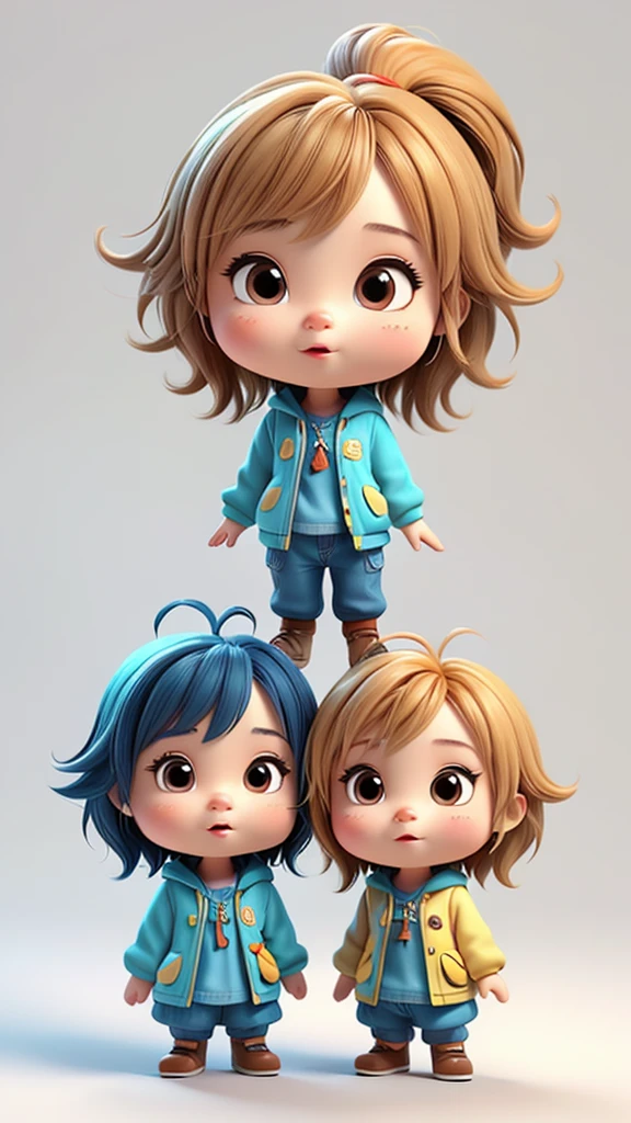 there are two little people standing next to each other, boy and girl, 3d characters, cute 3 d render, animation character, cute cartoon character, medium shot of two characters, two characters, animation style render, highly detailed characters, cute characters, high quality character design, cute digital art, 3 d cartoon, promotional render, cute cartoon, cute cartoon style