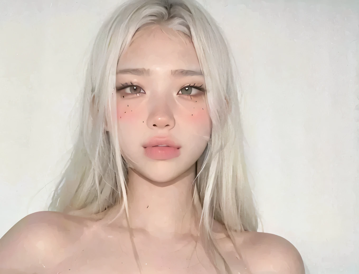 Highest quality, masterpiece, Ultra-high resolution, (Realistic: 1.4), RAW Photos, 1 Girl, Shiny skin, (Ultra-Realistic Details)), Portraiture, Global Illumination, Shadow, Octane Rendering, 8k, Ultra Sharp, big, South Korea details, Very intricate detail, Realistic Light, CGSoation Trend, Purple eyes, Glowing Eyes, To the camera, Neon Details,(Lighting on face:1.5)),((Delicately depicting the face:1.2)),((White hair color:1.4)),((Very short bob hair:1.2),(((Completely naked))),(((nsfw))),(Bodybuilding Championship Winner),((whole body muscular:1.2)),((Girl with a toned body:1.2)),((A girl with amazing abs:1.2)),