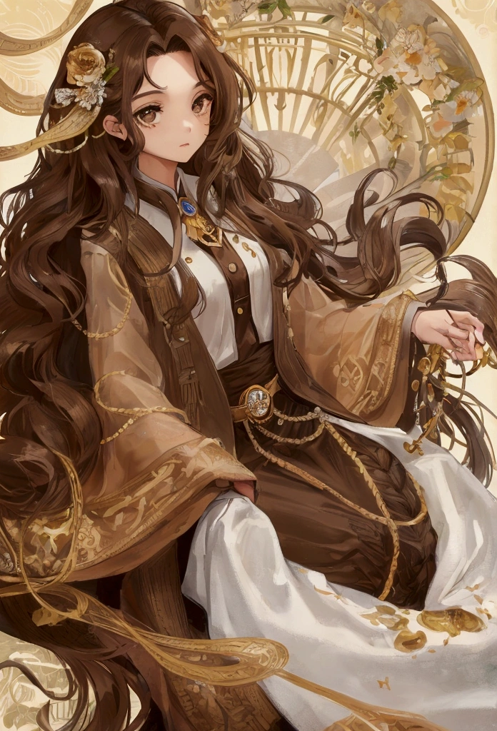 woman, long wavy brown hair, light brown eyes, fair skin, 1939 clothing,
