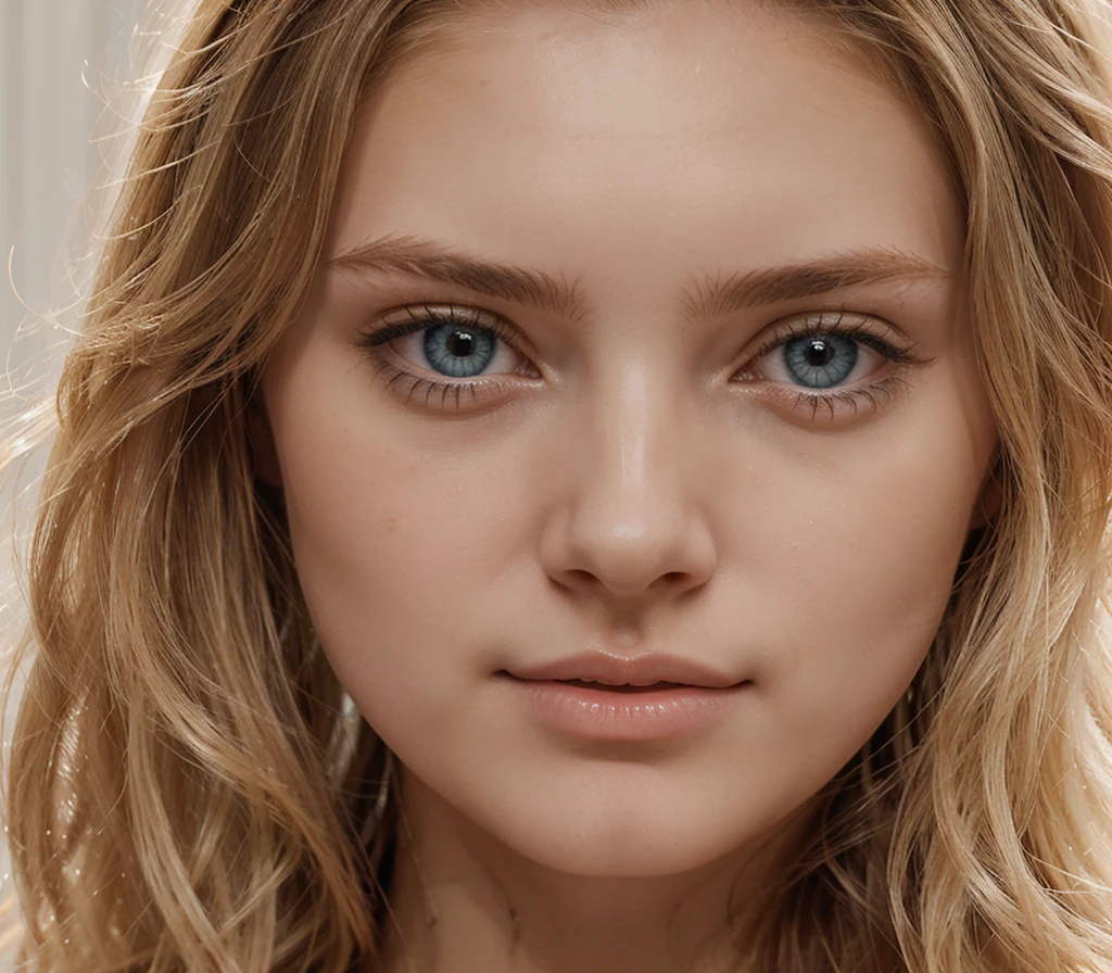 long hair, blonde, 20 year old, blue eyes, delicate face, fashionable, nude, close view, pussy