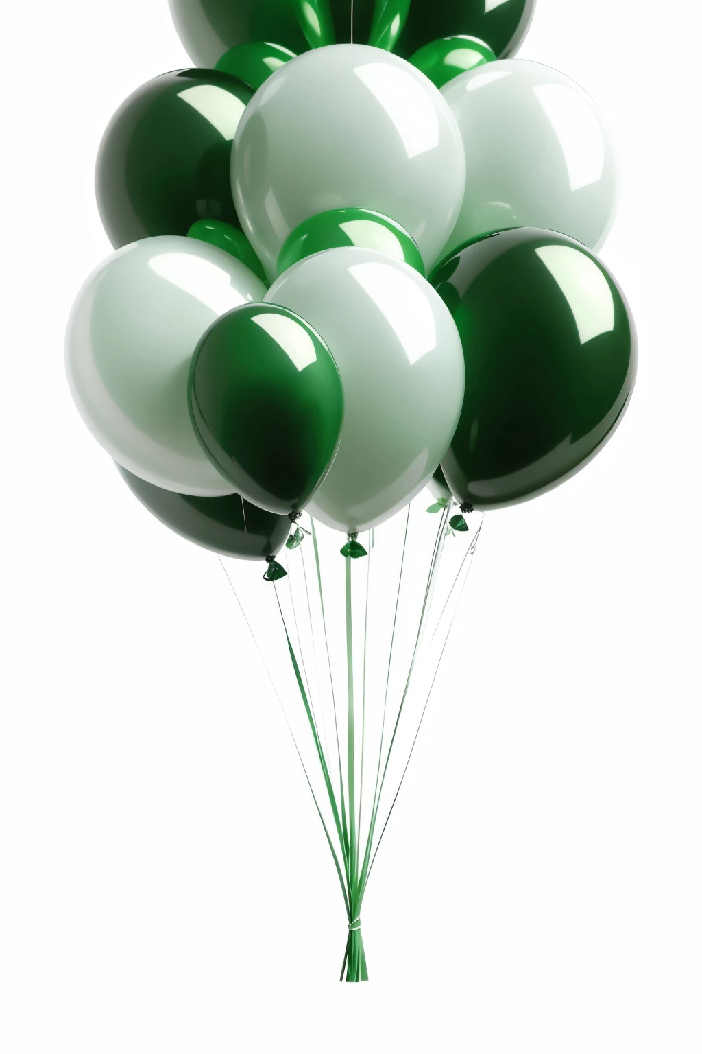 green and white birthday balloons on transparent background