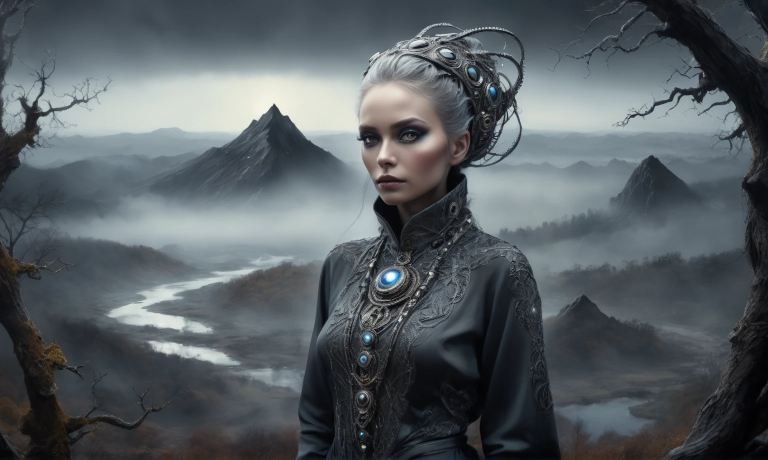 graphite old witch,ashes after the battle,battlefield,winter,intricate landscape,slate grey atmosphere,glare eyes,film grain,dramatic light,woods,luminous eyes,extremely detailed, [night landscape],masterpiece,intricate details,faded,psychic eyes extremely detailed, high detailed eyes,16k resolution,RAW, Nikon Z9,full-body-shot,Vview from height,full body length shot,vampire,babygirl,native african,lovely face,jealous,another world,ring of truth,French Braid with a Twist,,by jimmy chin,view from height,once pretty face,full body shot,ominous landscape,glate gray atmosphere,by art Simon Stalenhag,Nicola Samori,(((Wangechi Mutu))),prime colors,Lisa Frank,urban,extremely detailed, masterpiece,intricate details,fade,niobium lather,South Africa,dark fantasy, Alien Nordic reptillian from venus and norway, captivating, in vibrant jewels.Her accessories include high tech quantum neural lace and glowing platinum plasma body sheath, eyes glowing, bokeh, lens flres, fisheye lens, perfect composition, beautiful detailed intricate insanely detailed octane render trending on artstation,  photorealistic concept art, soft natural volumetric cinematic perfect light, chiaroscuro, award - winning photograph, masterpiece, oil on canvas, raphael
