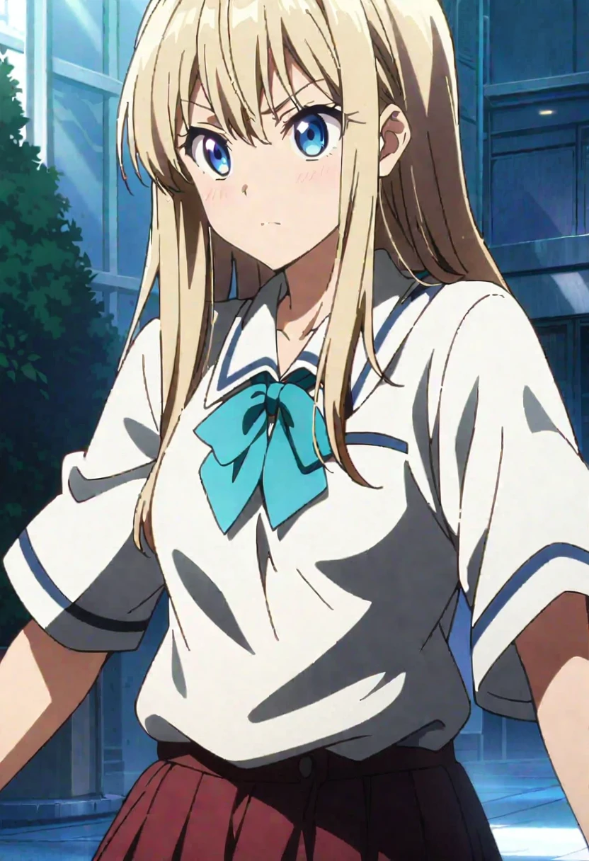 no lineart、(Highest quality:1.2, Very detailed, Anime Style, Digital Painting, Studio Anime, Ultra-high resolution, High Contrast, masterpiece:1.2, Highest quality, Best aesthetics), 1 female, high school student、skirt、Thin the line、Ultra-fine lines、no lineart、anime screencap,