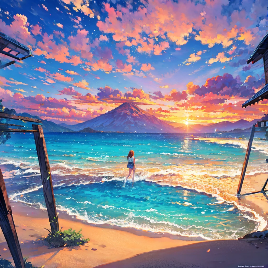Masterpiece, ultra detailed, beautiful,Super Saturation, desert,1 girl, desert princess, anime picture, arcadia , from a distance, landscape,Nevada,desert:1.6