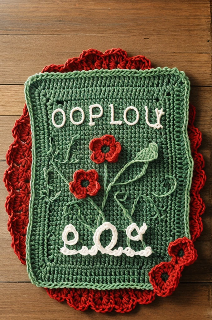 logo for a crochet shop called "Poppy" 