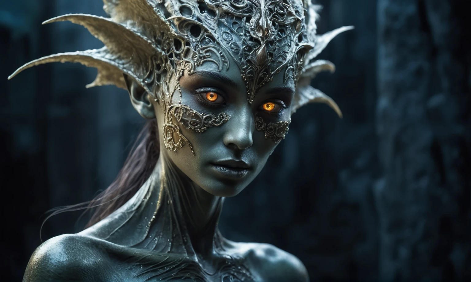 full body length,Magical plant ghost flower, ghost flower,carismatic，Incredible，terror ,extremely detailed,intricate details,eyes extremely detailed, high detailed eyes,16k resolution, realistic humid skin,extremely intricate details,Epic Realistic,face anatomically correct,Ultra HD,HDR, natural skin textures, hyper realism,realistic skin texture, hyper detailed,extremely Realism,Ultra Detailed,body logically correct,full body length shot,beggar graphite silver sparas, wants eat,survival in castle of future,Cinematic,soft colors, Technicolor,natural skin textures, hyper realism, hyper detailed,Extremely detailed,High contrast,Masterpiece,Realistic,Ultra Detailed, intricate details,realistic humid leather,extremely intricate,Epic Realistic, cinematic style,irina yermolova,high contrast,hdr,extremely detailed, [deep night landscape],masterpiece,intricate details,faded,eyes extremely detailed, high detailed eyes,16k resolution,RAW,retina, Nikon Z9,China castle,orc, Guangxi Zhuang of China,tkt style, Pisces, perfect, ginger，transition between two art styles, Ink painting to photorealism, Double contact, X-ray, Creative, vivid light, masterpiece, fantasy, Abstract, Surrealism, super detailed, high resolution, stop:35,(((creature with a spectral and ghostly appearance)). Her skin is pale, almost translucent.wears weird, ancient rock paintings of the first people,of sharkfish's leather,dark fantasy, Alien Nordic reptillian from venus and norway, captivating, in vibrant jewels.... Her accessories include high tech quantum neural lace and glowing gold plasma body sheath, eyes glowing, bokeh, lens flres, fisheye lens, perfect composition, beautiful detailed intricate insanely detailed octane render trending on artstation, 8 k artistic photography, photorealistic concept art, soft natural volumetric cinematic perfect light, chiaroscuro, award - winning photograph, masterpiece, oil on canvas, raphael
