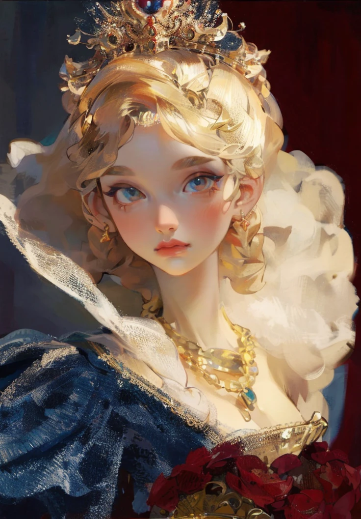 Girl with white wavy hair,side braids,beautiful necklace, Targaryen women hairstyle,beautiful gold tiara, red and black dress