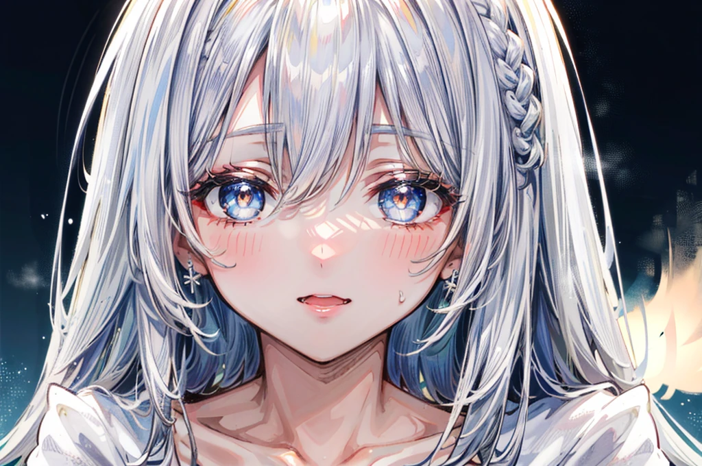 (Best quality, 8k, 32k, Masterpiece, UHD,:1.2),RAW, (((2girl))),ultra cute , natural lighting,transparent shining eyes, 20yo ,fair complexion, (ecstasy:0.8) ,(slut:0.8), (vulgarity:0.8), (fucked silly:0.8),(steam:0.8),(trembling:1.3)),((Nightgown )) , ((White backgroud)), face Closeup, Closeup face, head shot, Cleavage, shiny,French braid