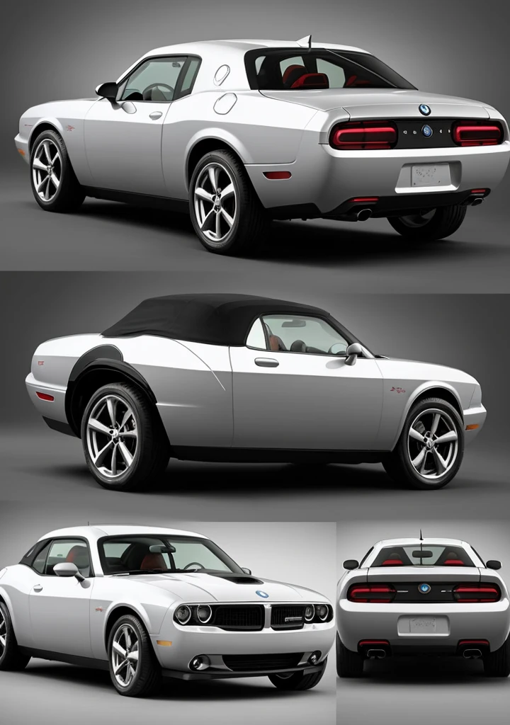 If we combine the design elements of a Pontiac GTO, Pontiac Solstice, Dodge Challenger, and BMW, we might get a car that looks like this:

- The overall shape and muscular lines of a Dodge Challenger
- The aggressive front grille and headlights of a Pontiac GTO
- The sleek, curved roofline and rear hatch of a Pontiac Solstice
- The grils of a BMW

The resulting car would be a high-performance, visually stunning vehicle with a unique blend of American muscle and European agility. It would likely have a powerful engine, precise handling, and a premium feel both inside and out!