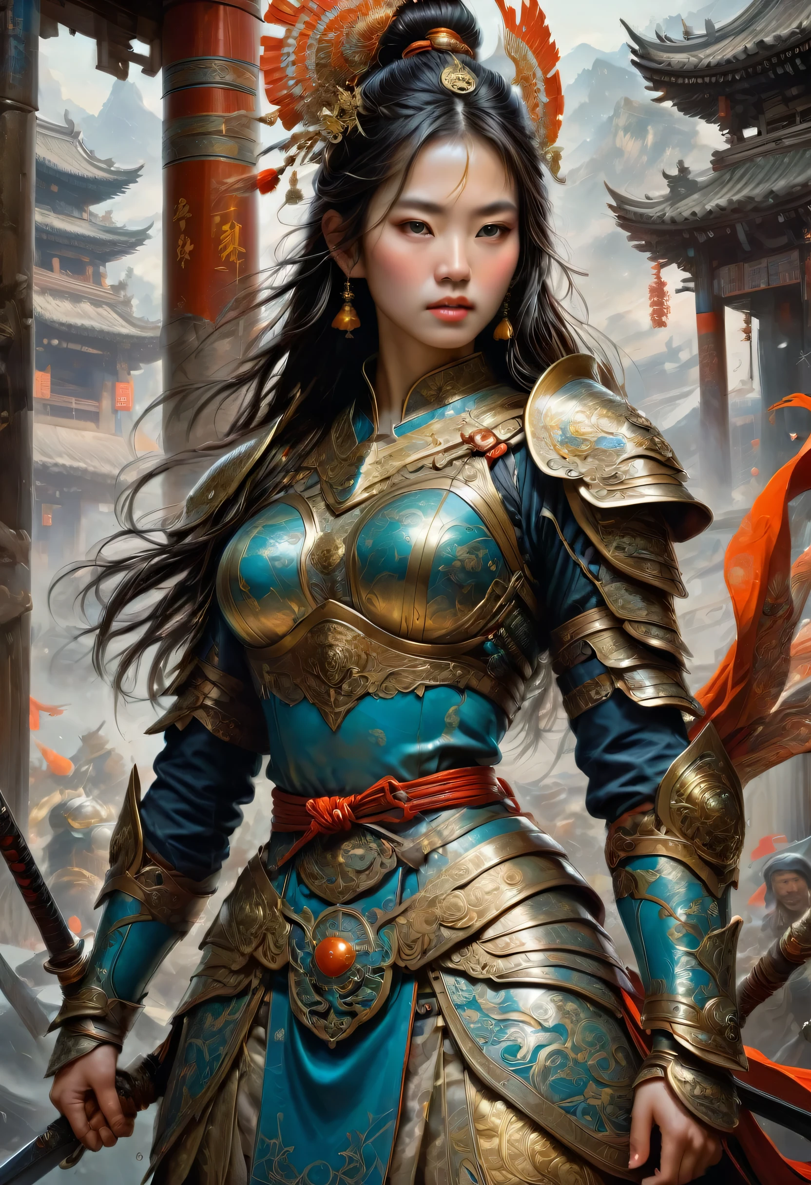warrior woman, por Bruce Zheng, best qualityer, work of art, very aesthetic, perfect composition, details Intricate, ultra detali