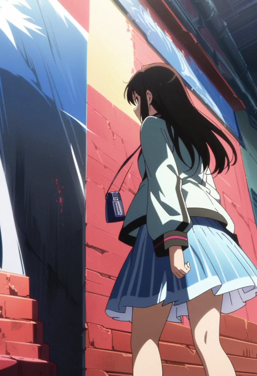 no lineart、(Highest quality:1.2, Very detailed, Anime Style, Digital Painting, Studio Anime, Ultra-high resolution, High Contrast, masterpiece:1.2, Highest quality, Best aesthetics), 1 female, high school student、skirt、Thin the line、Ultra-fine lines、no lineart、anime screencap,depth of field