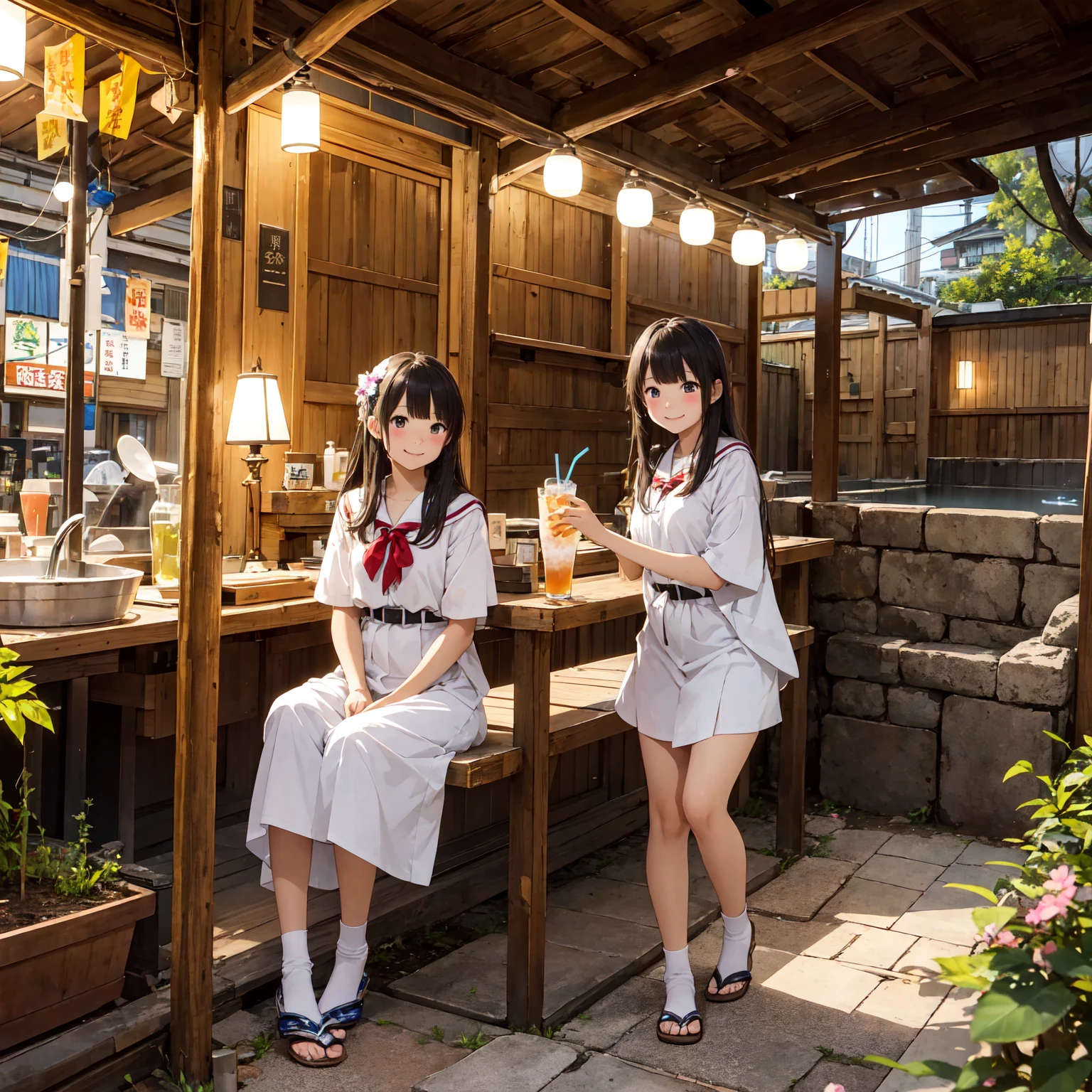 (masterpiece、Highest quality)、(Photorealistic photography)、1 picture、(Japan's dimly lit underground mall)、Japan favelas、13 years old、、Showa Retro、Detailed and cute face、Old and dirty hot spring town、((Poor conditions))、(Underground hot spring facilities)、shaved ice、Sale of drinks、Unsanitary and dim、(stage)、(Big bath)、Shady Red Light District、diet、(Many female junior high school students)、(Prostitute)、へにょへにょしたsmile、Happy schoolchildren、Perfect Anatomy、smile