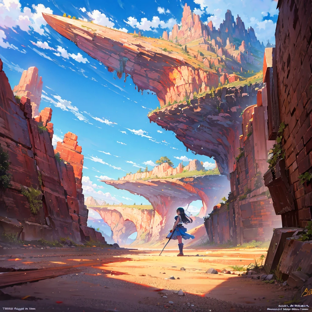 Masterpiece, ultra detailed, beautiful,Super Saturation, desert,1 girl, desert princess, anime picture, arcadia , from a distance, landscape,Nevada,desert:1.6