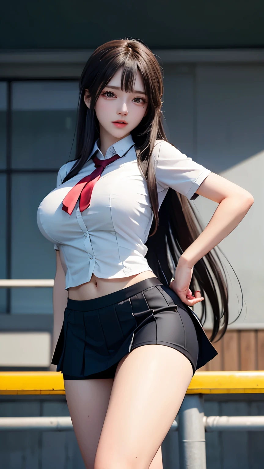 (Very delicate and beautiful:1.2)super model,,Big Breasts,Beautiful breasts,voluptuous,【bike shorts】,,【3girls】,,Highest quality, High resolution, 8K,Kick in a hurry,mini skirt.uniform.high school girl