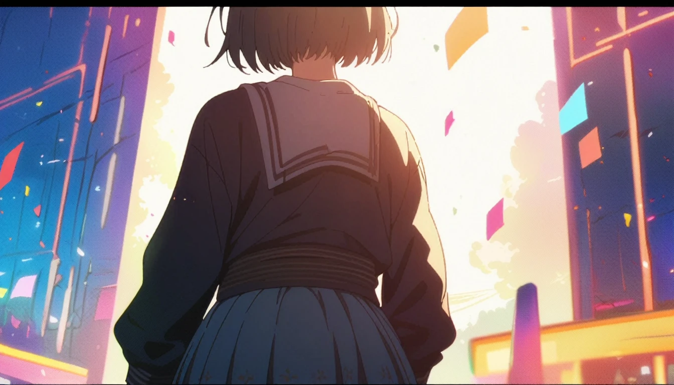 no lineart、no lineart、no lineart、no lineart、(Highest quality:1.2, Very detailed, Anime Style, Digital Painting, Studio Anime, Ultra-high resolution, High Contrast, masterpiece:1.2, Highest quality, Best aesthetics), 1 female, high school student、skirt、Thin the line、Ultra-fine lines、no lineart、anime screencap,depth of field,depth of field,depth of field,depth of field