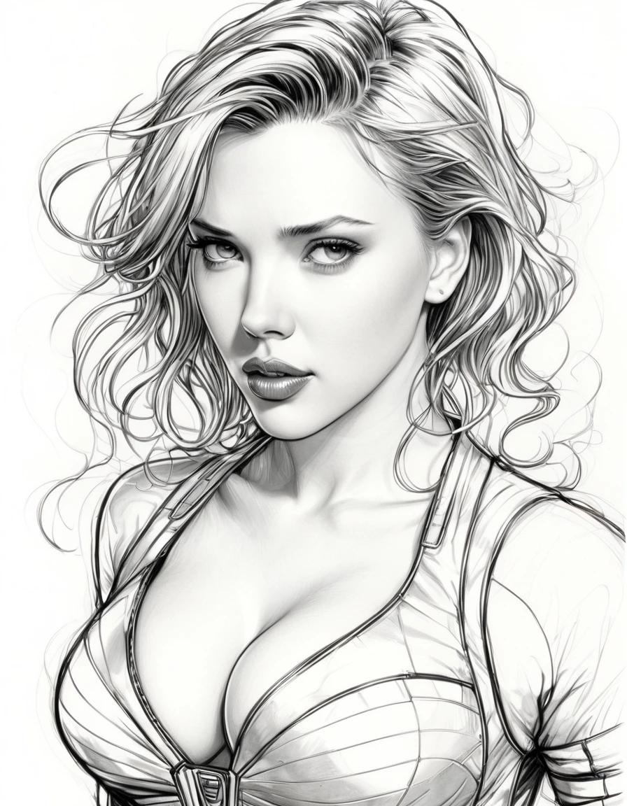 art style drawing, Jim Lee art style, Scarlett Johansson