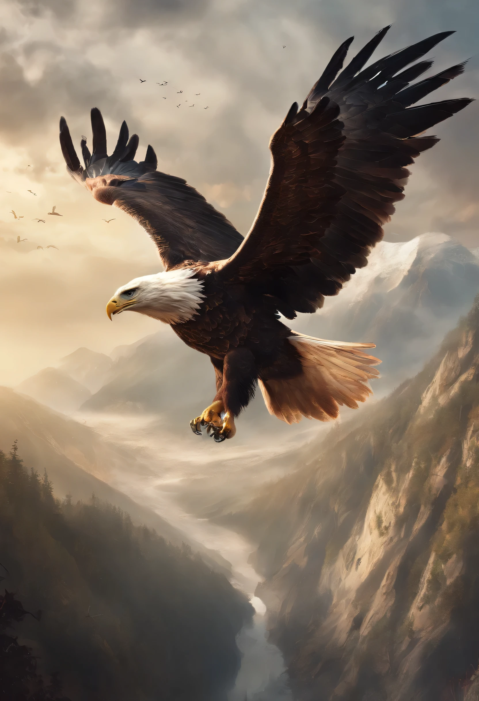 Painting of a flying eagle