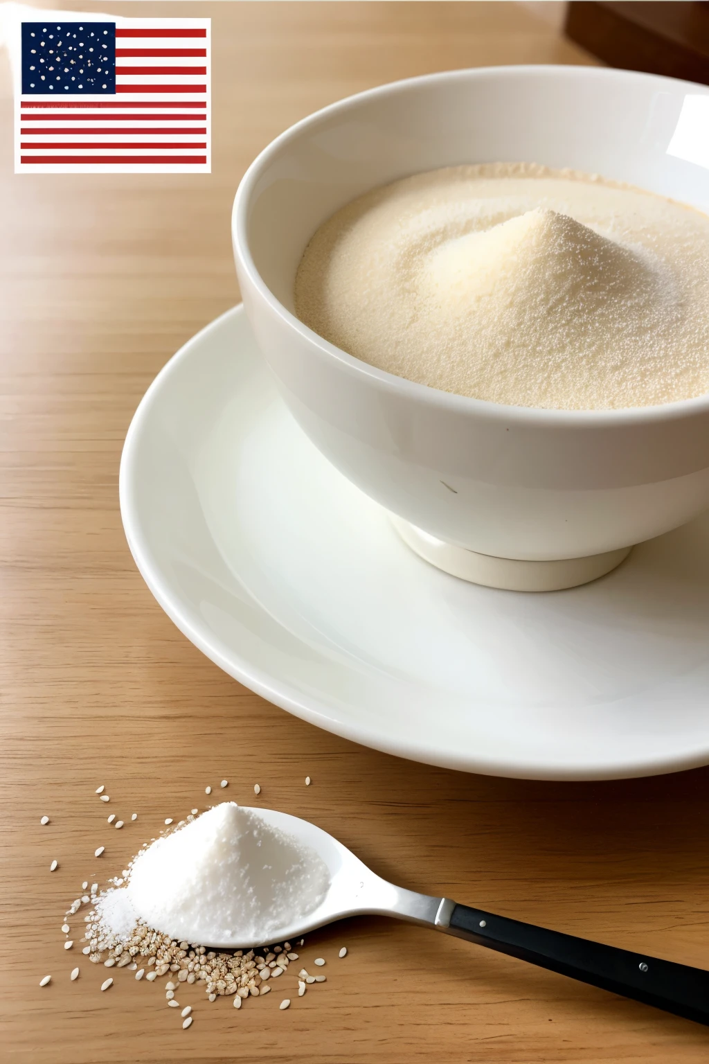 ((best quality)), Draw an illustration,No background is required,The painting shows white sugar on the table、maltose、peanut、sesame seeds、Black sesame seeds and various nuts,Requires flat wind,National trend style,There are strokes,