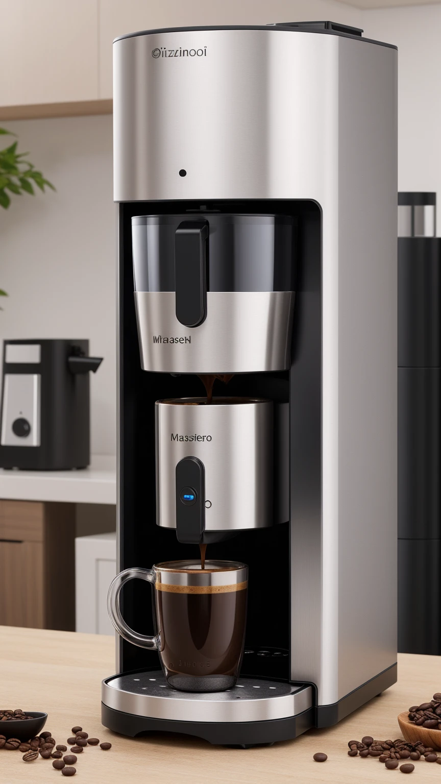 CinnamonBunStyle Coffee Machine. wizardcoreai coffee machine bell_Boundary coffee machine, bell, (masterpiece:1.3) (best quality:1.2) (high quality:1.1)