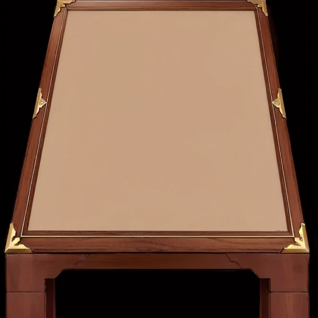 a close up of a table with a brown table cloth, background(hard), detailed wooden table, Card rack, Game Coverage, table is centered, wooden table, tabletop game board, personal room background, game Card rack, empty background, gaming table, beautiful wooden frame, Artwork Frame, table, random background scene, wooden frame, interior background art, blank background